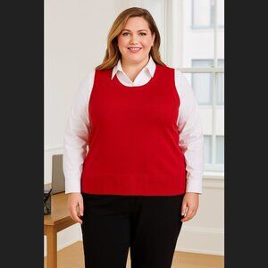 Talbots Sleeveless Knit Shell Vest Top 3XP PETITE Cotton Stretch Red Preppy NWT